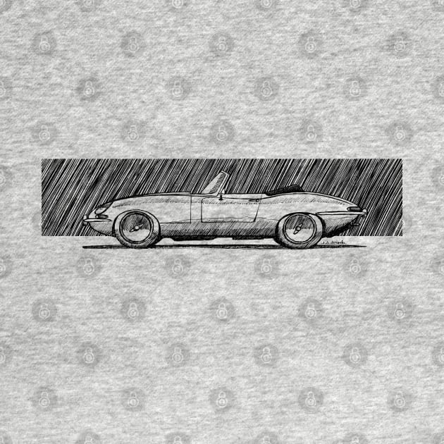 Sketchy drawing of the wonderful british classic roadster by jaagdesign